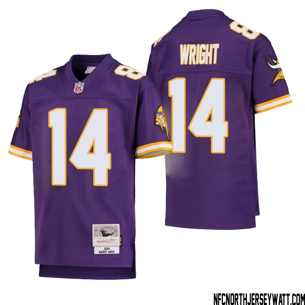 Ryan Wright No 14 Youth Mitchell Ness Purple Minnesota Vikings 1998 Legacy Retired Player Jersey