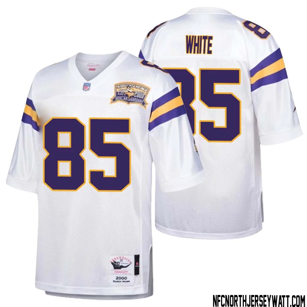 Sammy White No 85 Men Mitchell Ness White Minnesota Vikings Authentic Throwback Retired Player Jersey