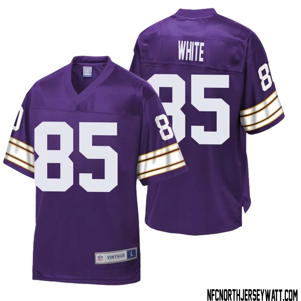 Sammy White No 85 Men NFL Pro Line Purple Minnesota Vikings Retired Player Replica Jersey 1