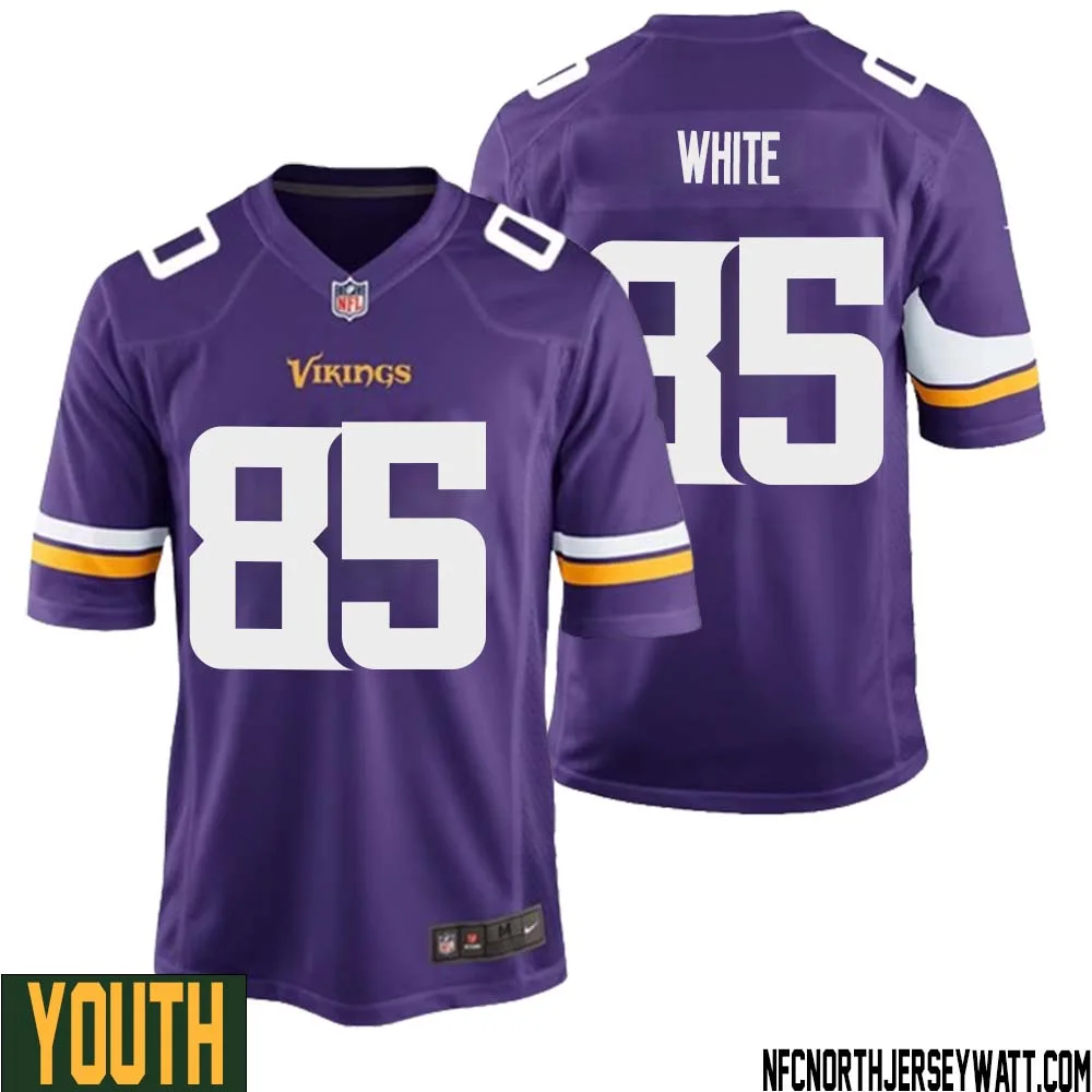 Sammy White No 85 Minnesota Vikings Game Jersey Court Purple for Youth