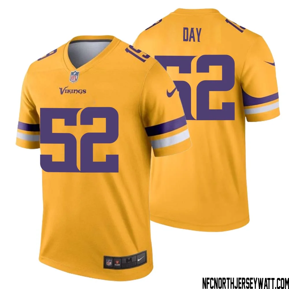 Sheldon Day No 52 Men Minnesota Vikings Gold Inverted Legend Jersey