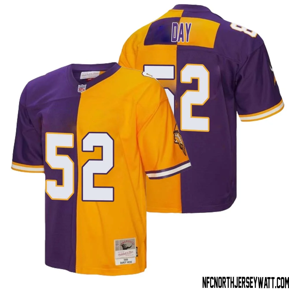 Sheldon Day No 52 Men Mitchell Ness Purple Gold Minnesota Vikings 1998 Split Legacy Replica Jersey 1