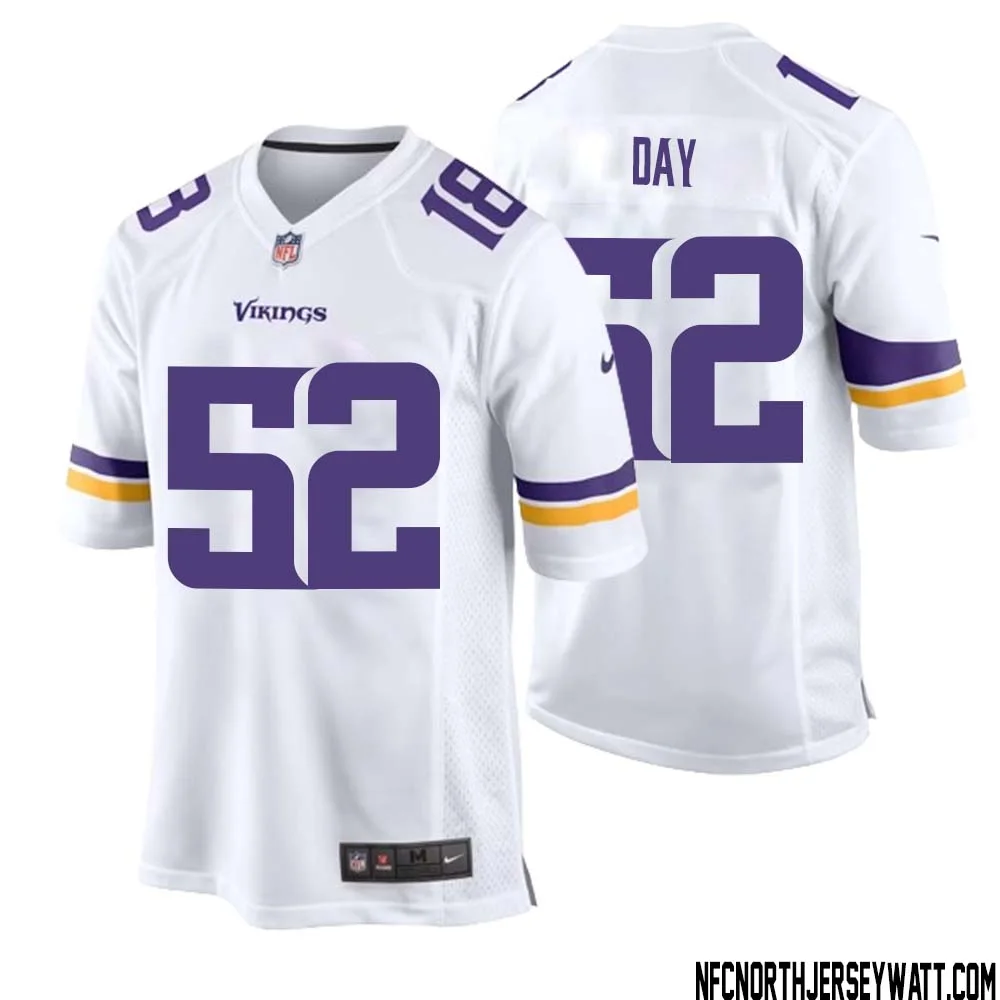 Sheldon Day No 52 Men White Minnesota Vikings Game Player Away Jersey 1