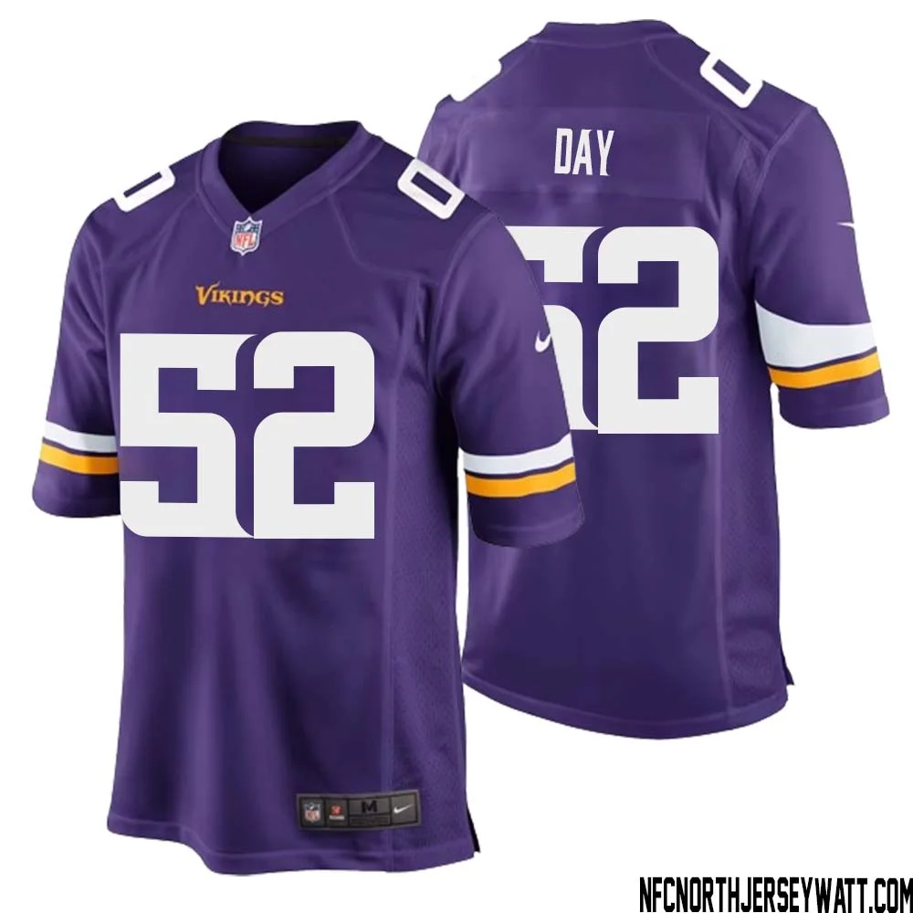 Sheldon Day No 52 Minnesota Vikings Game Jersey Court Purple for Mens