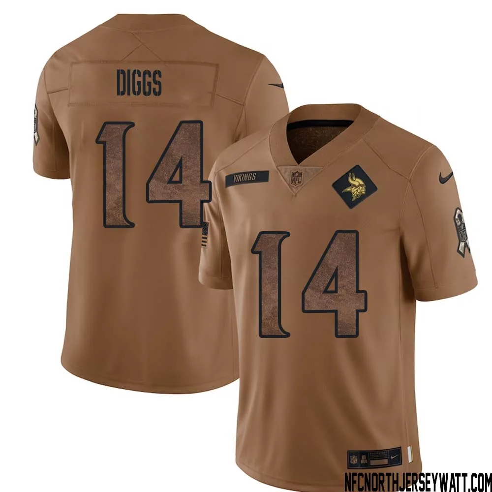 Stefon Diggs No 14 Men Brown Minnesota Vikings 2023 Salute To Service Limited Jersey 1