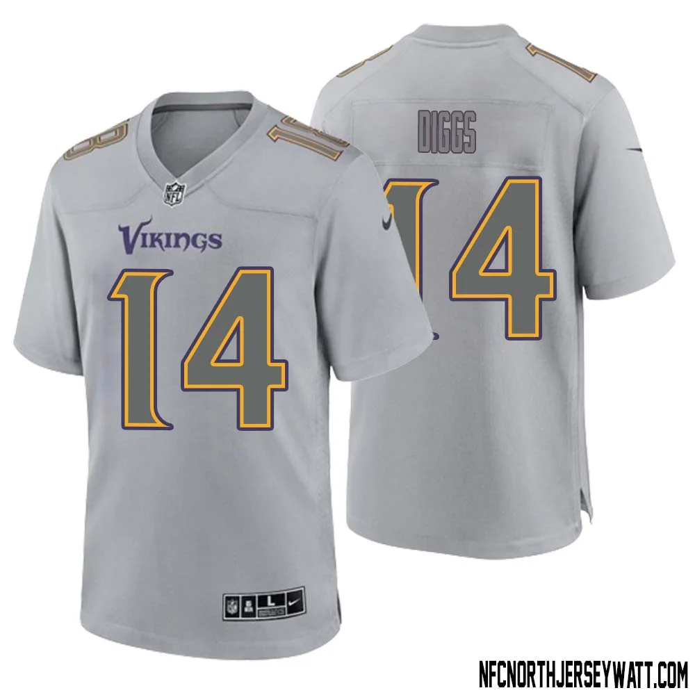 Stefon Diggs No 14 Men Gray Minnesota Vikings Atmosphere Fashion Game Jersey