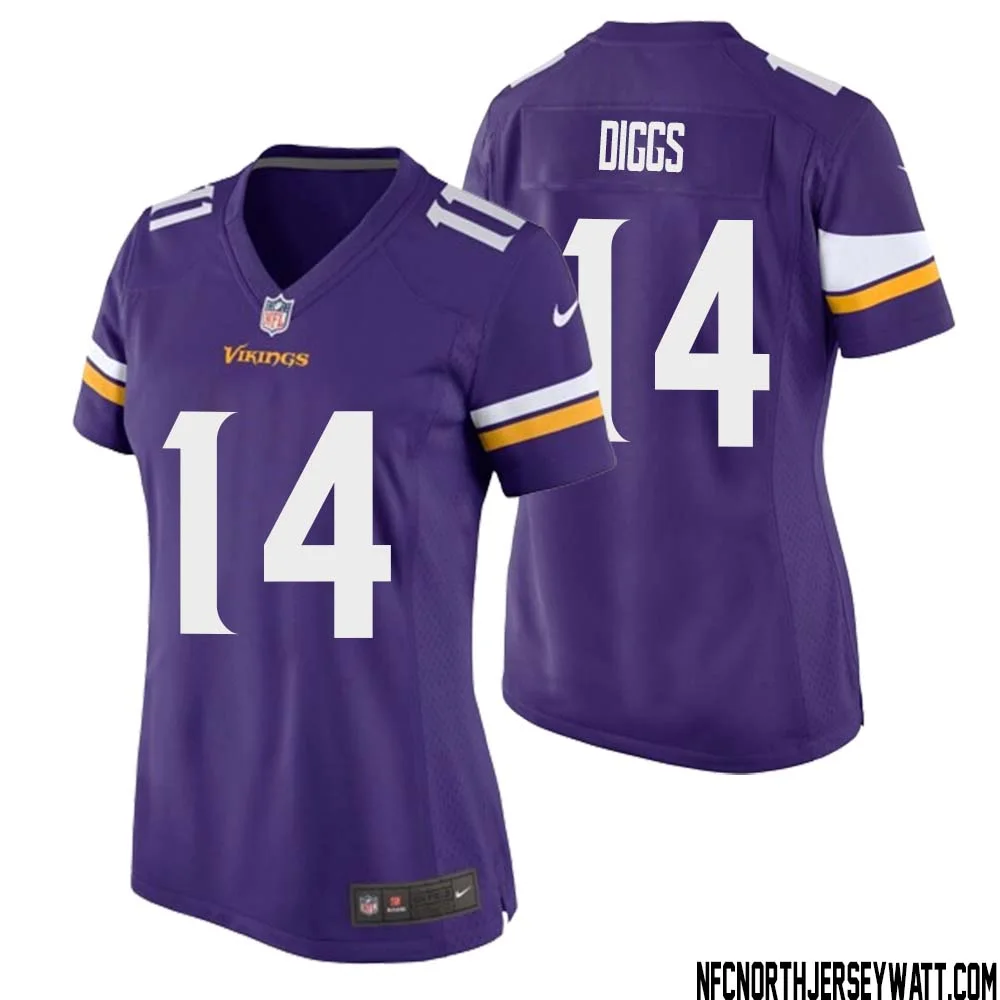 Stefon Diggs No 14 Minnesota Vikings Game Jersey Court Purple for Womens