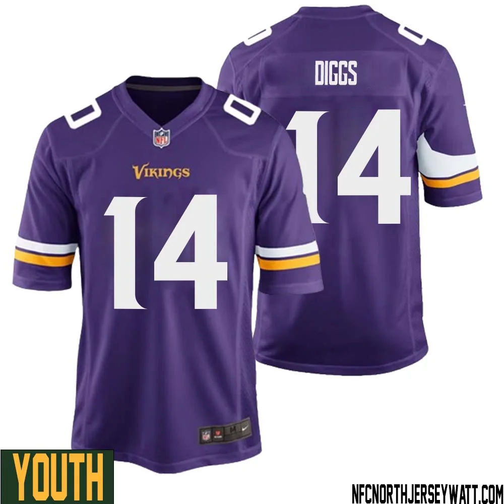 Stefon Diggs No 14 Minnesota Vikings Game Jersey Court Purple for Youth