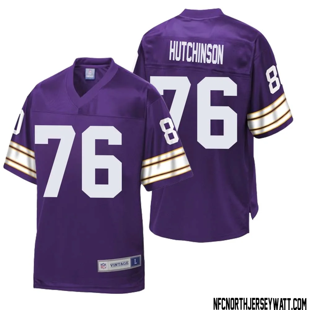 Steve Hutchinson No 76 Men NFL Pro Line Purple Minnesota Vikings Retired Player Replica Jersey