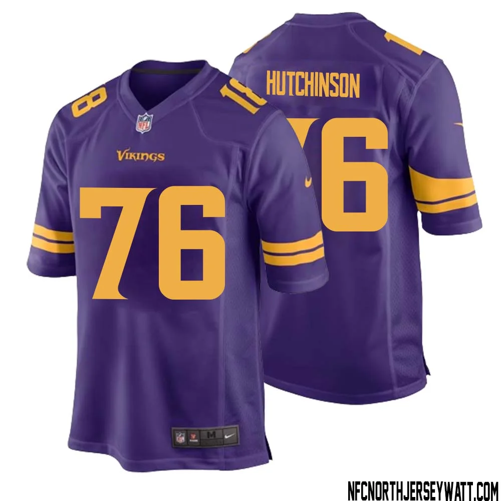 Steve Hutchinson No 76 Men Purple Minnesota Vikings Alternate Game Jersey