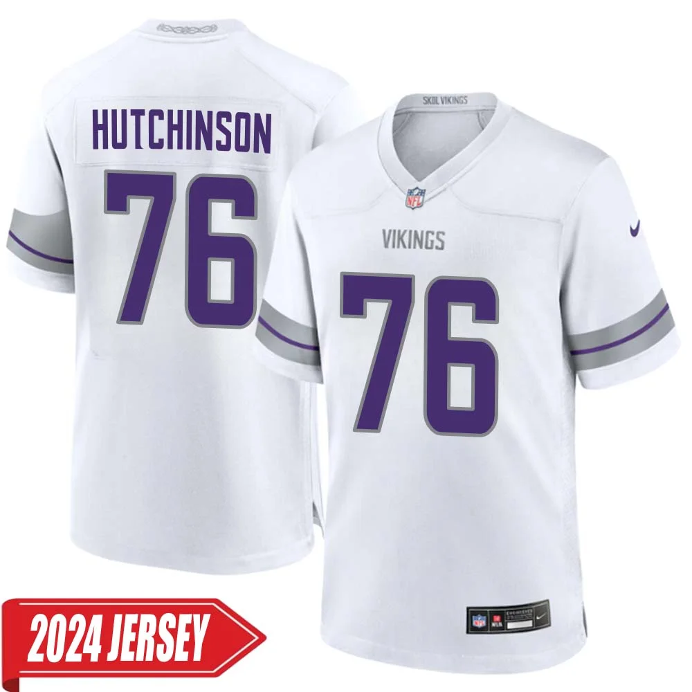 Steve Hutchinson No 76 Men s Minnesota Vikings White Alternate Custom Game 2024 Jersey