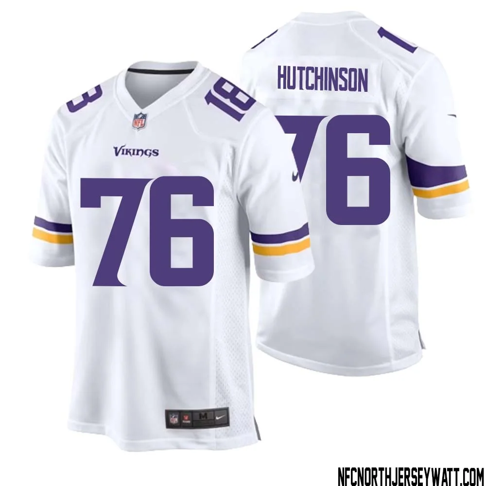 Steve Hutchinson No 76 Men White Minnesota Vikings Game Player Away Jersey