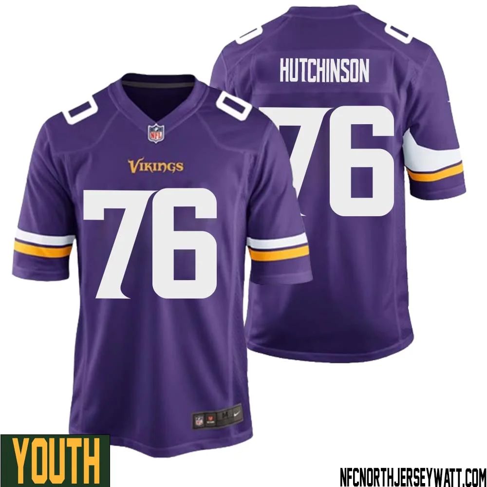 Steve Hutchinson No 76 Minnesota Vikings Game Jersey Court Purple for Youth