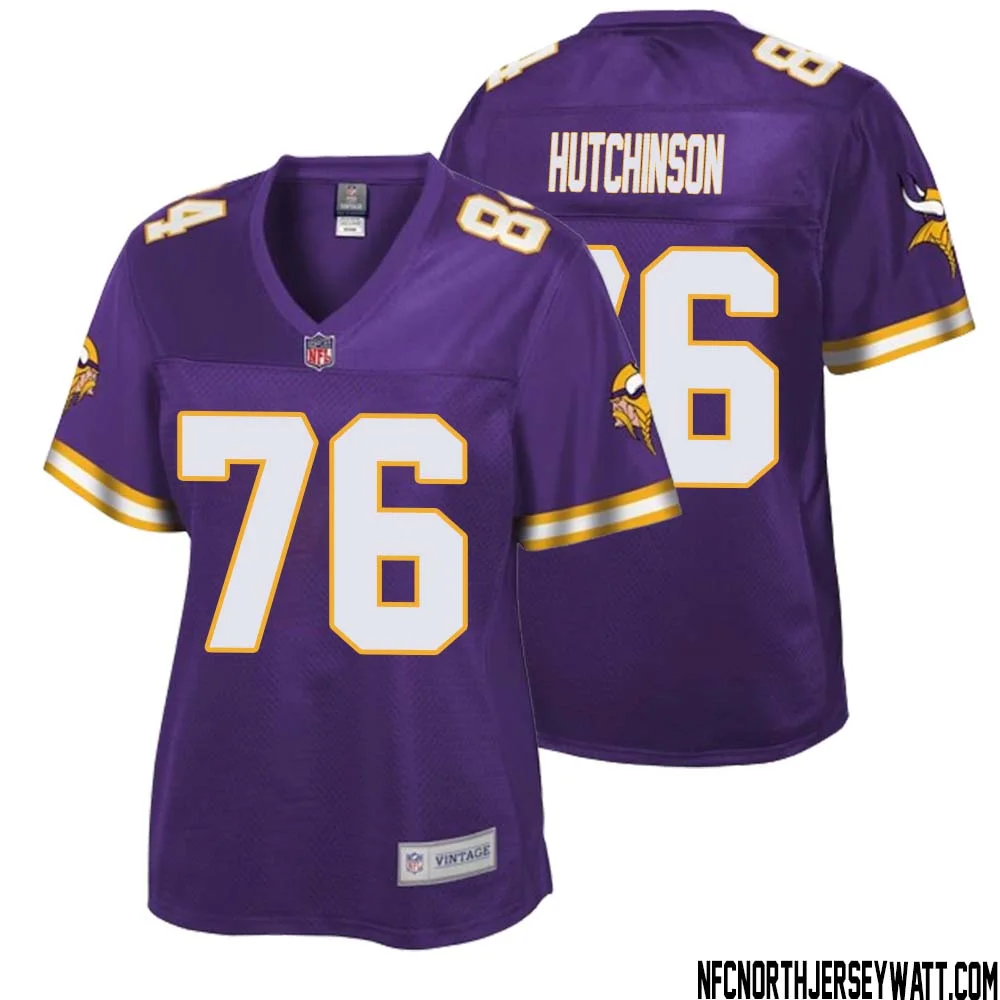 Steve Hutchinson No 76 Women NFL Pro Line Purple Minnesota Vikings Retired Player Replica Jersey 1