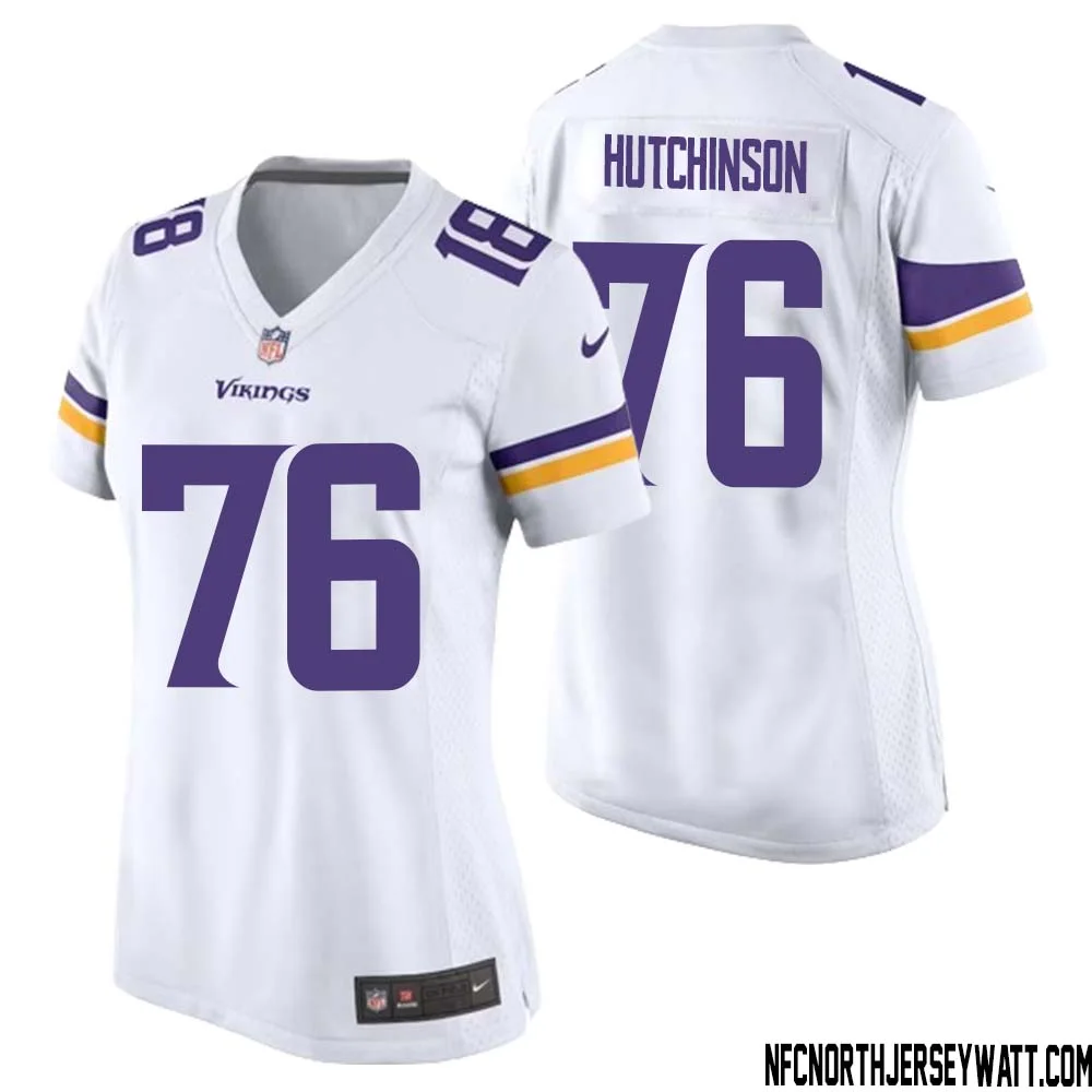 Steve Hutchinson No 76 Women White Minnesota Vikings Game Player Away Jersey 1