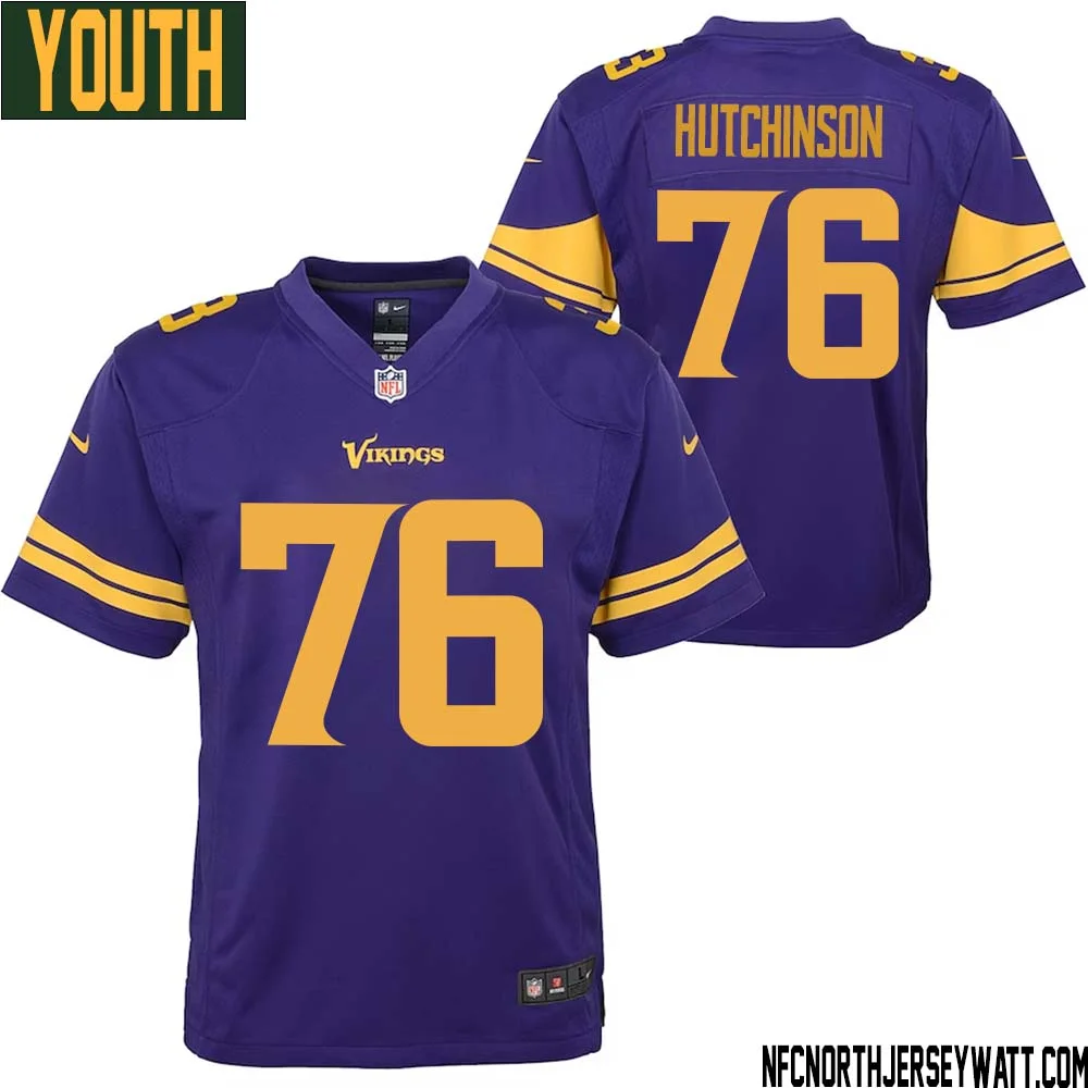 Steve Hutchinson No 76 Youth Purple Minnesota Vikings Color Rush Vapor Untouchable Limited Jersey