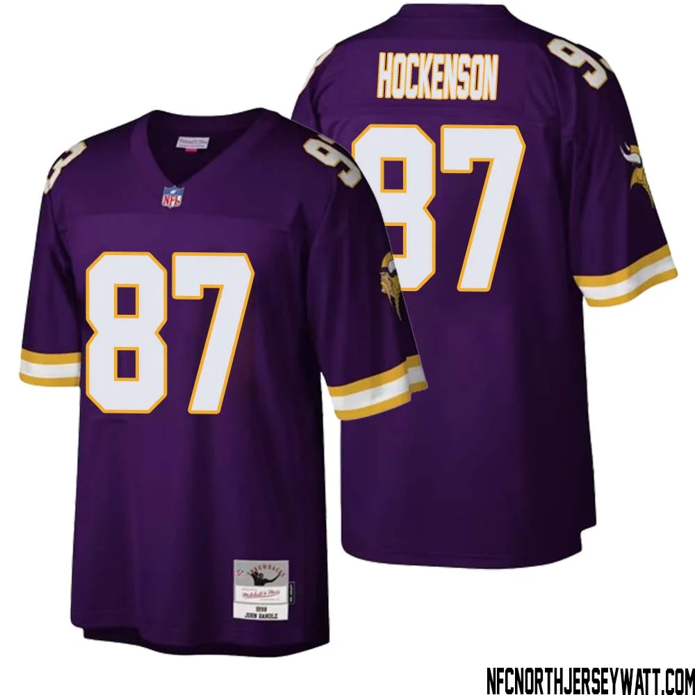 T.J. Hockenson No 87 Men Mitchell Ness Purple Minnesota Vikings Legacy Replica Jersey