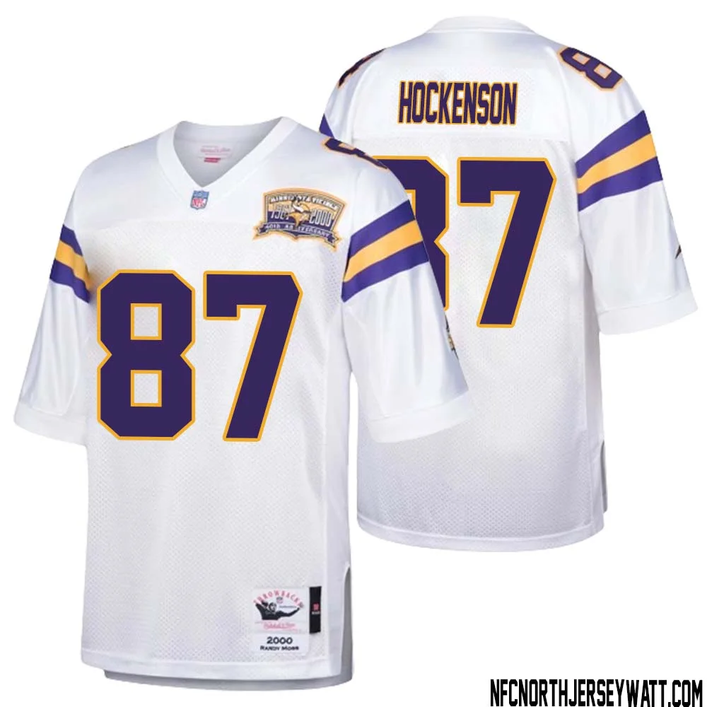 T.J. Hockenson No 87 Men Mitchell Ness White Minnesota Vikings Authentic Throwback Retired Player Jersey