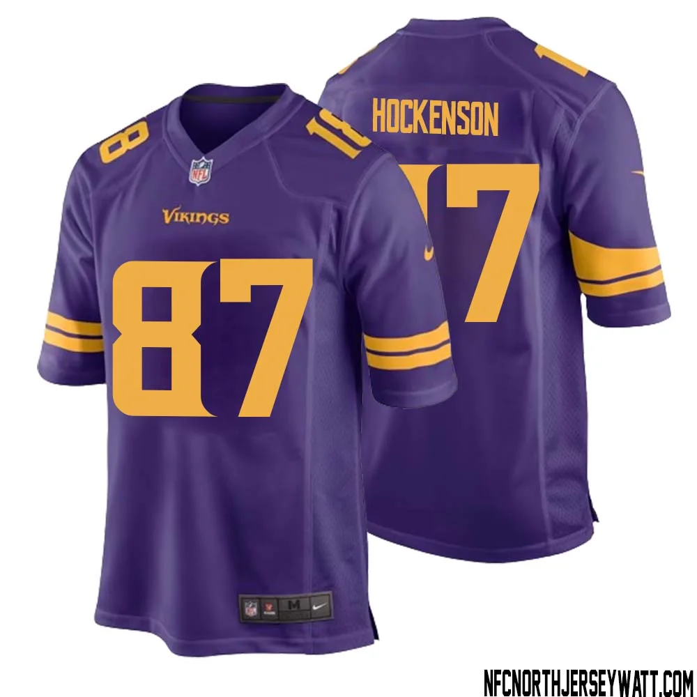 T.J. Hockenson No 87 Men Purple Minnesota Vikings Alternate Game Jersey 1