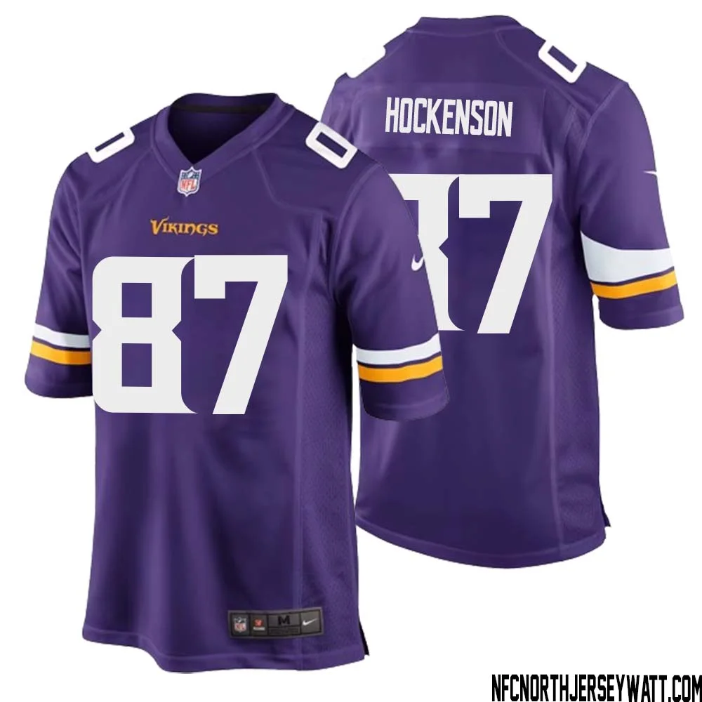 T.J. Hockenson No 87 Minnesota Vikings Game Jersey Court Purple for Mens 1
