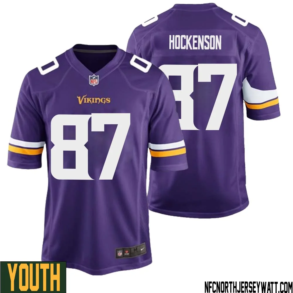 T.J. Hockenson No 87 Minnesota Vikings Game Jersey Court Purple for Youth 1