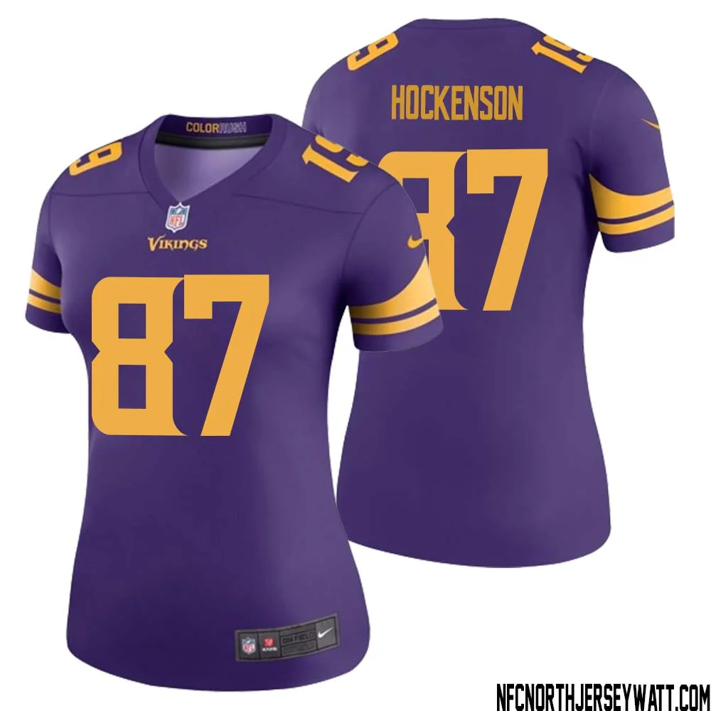 T.J. Hockenson No 87 Women Purple Minnesota Vikings Color Rush Vapor Untouchable Limited Jersey 1