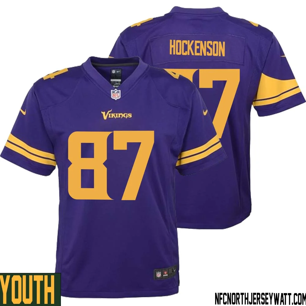 T.J. Hockenson No 87 Youth Purple Minnesota Vikings Alternate Game Jersey