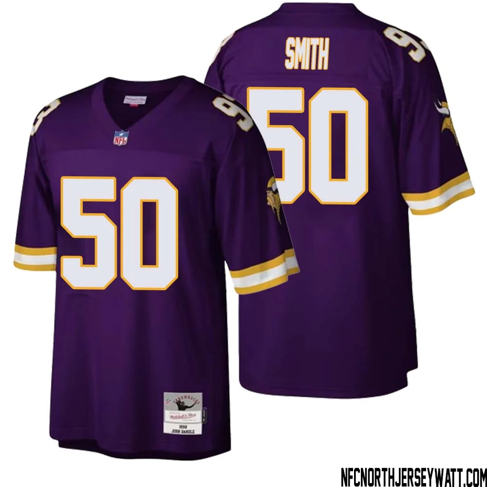 T.J. Smith No 50 Men Mitchell Ness Purple Minnesota Vikings Legacy Replica Jersey