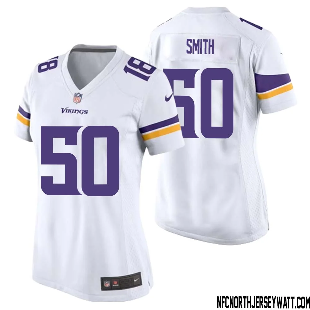 T.J. Smith No 50 Women White Minnesota Vikings Game Player Away Jersey 1