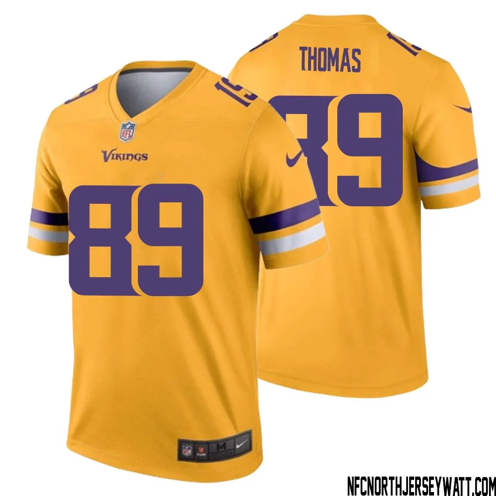 Thayer Thomas No 89 Men Minnesota Vikings Gold Inverted Legend Jersey 1