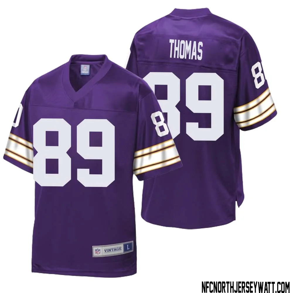 Thayer Thomas No 89 Men NFL Pro Line Purple Minnesota Vikings Retired Player Replica Jersey