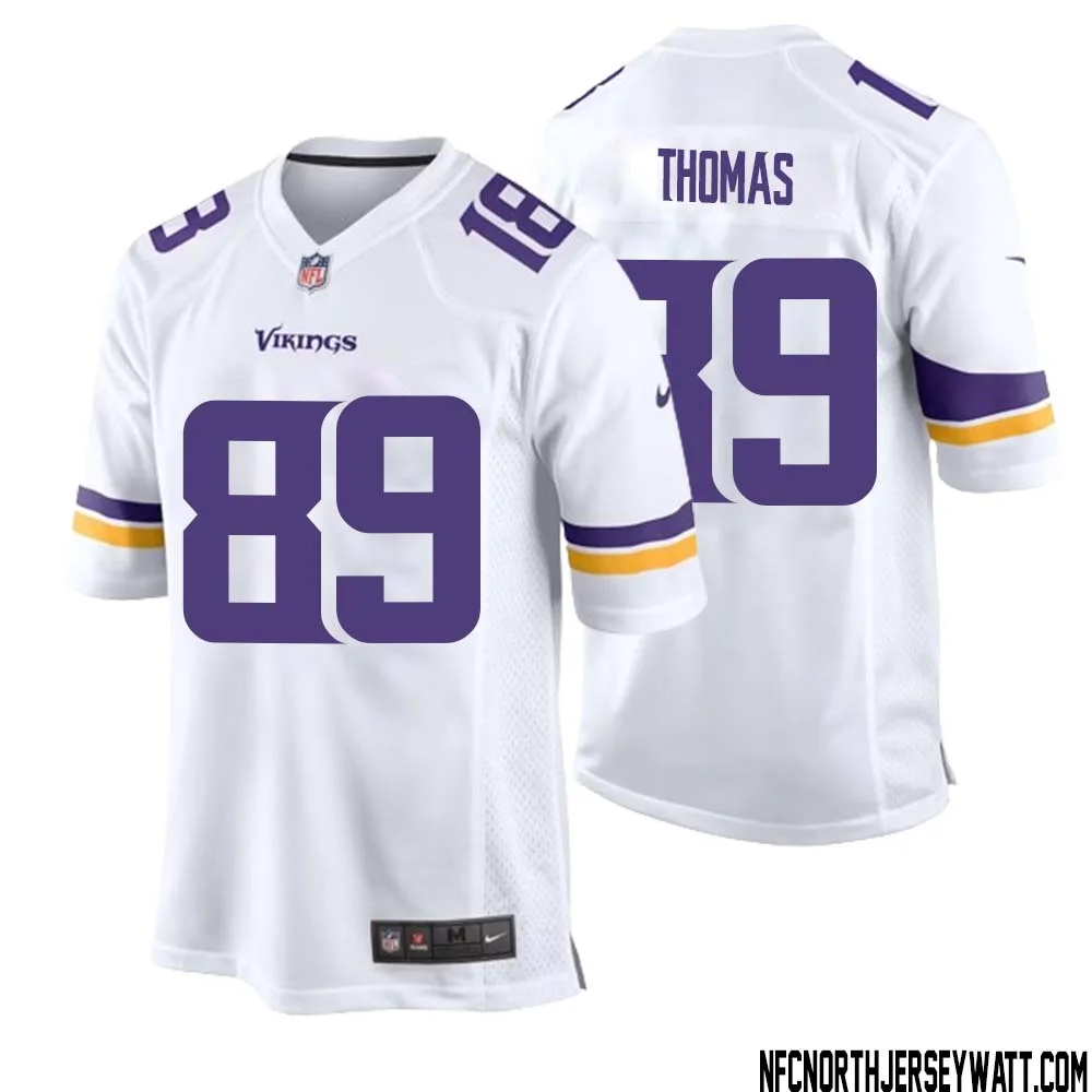 Thayer Thomas No 89 Men White Minnesota Vikings Game Player Away Jersey 1