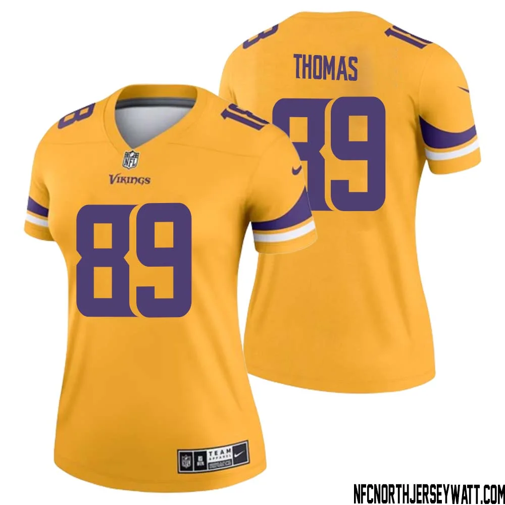 Thayer Thomas No 89 Women Minnesota Vikings Gold Inverted Legend Jersey