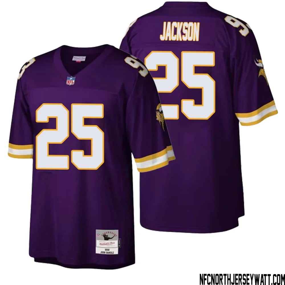 Theo Jackson No 25 Men Mitchell Ness Purple Minnesota Vikings Legacy Replica Jersey