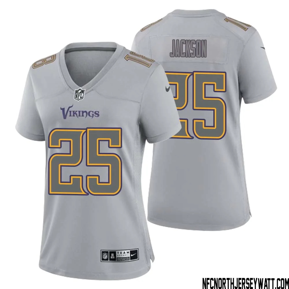 Theo Jackson No 25 Women Gray Minnesota Vikings Atmosphere Fashion Game Jersey