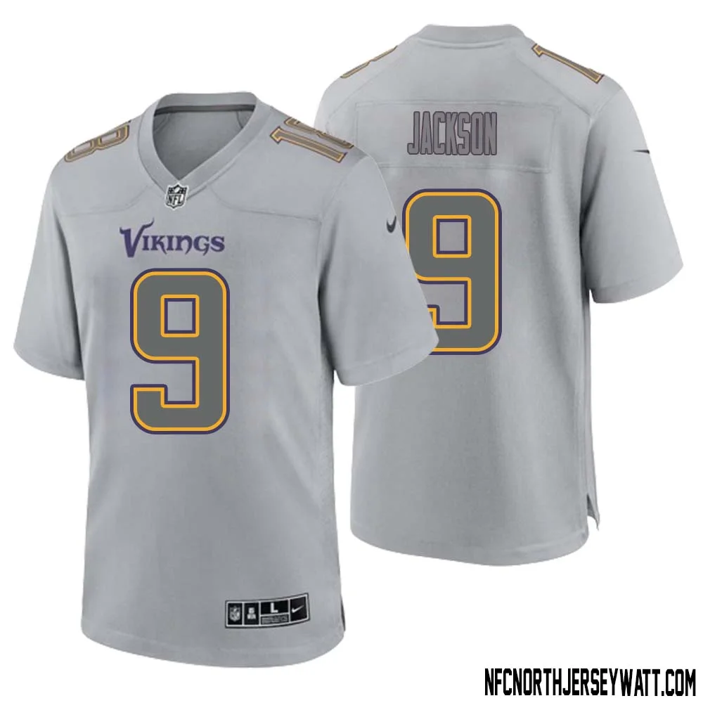 Trishton Jackson No 9 Men Gray Minnesota Vikings Atmosphere Fashion Game Jersey 1