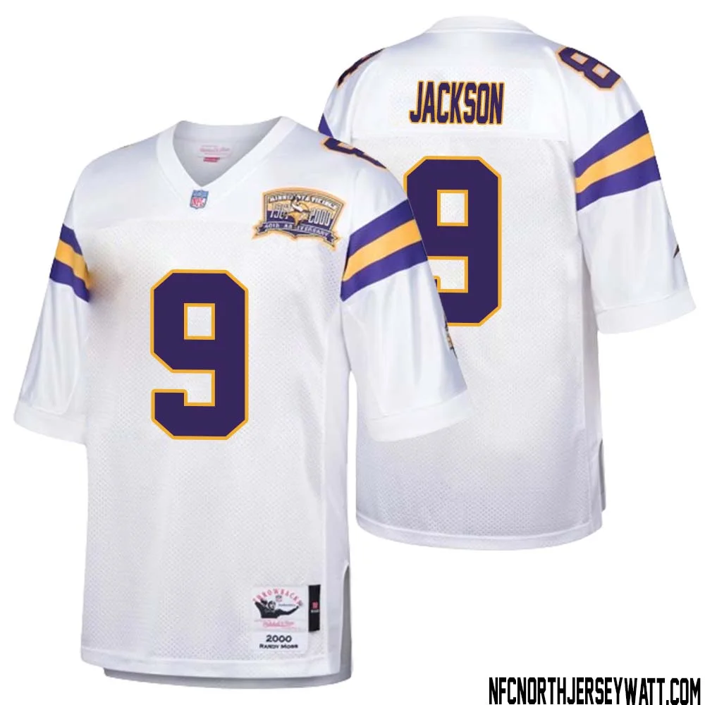 Trishton Jackson No 9 Men Mitchell Ness White Minnesota Vikings Authentic Throwback Retired Player Jersey 1