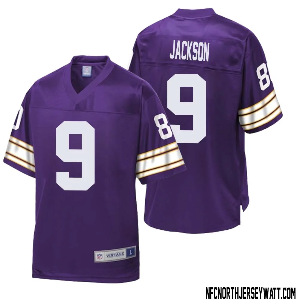 Trishton Jackson No 9 Men NFL Pro Line Purple Minnesota Vikings Retired Player Replica Jersey