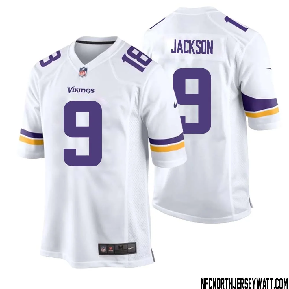 Trishton Jackson No 9 Men White Minnesota Vikings Game Player Away Jersey