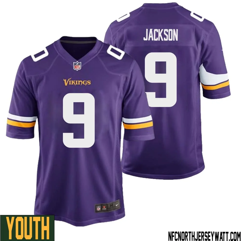 Trishton Jackson No 9 Minnesota Vikings Game Jersey Court Purple for Youth 1