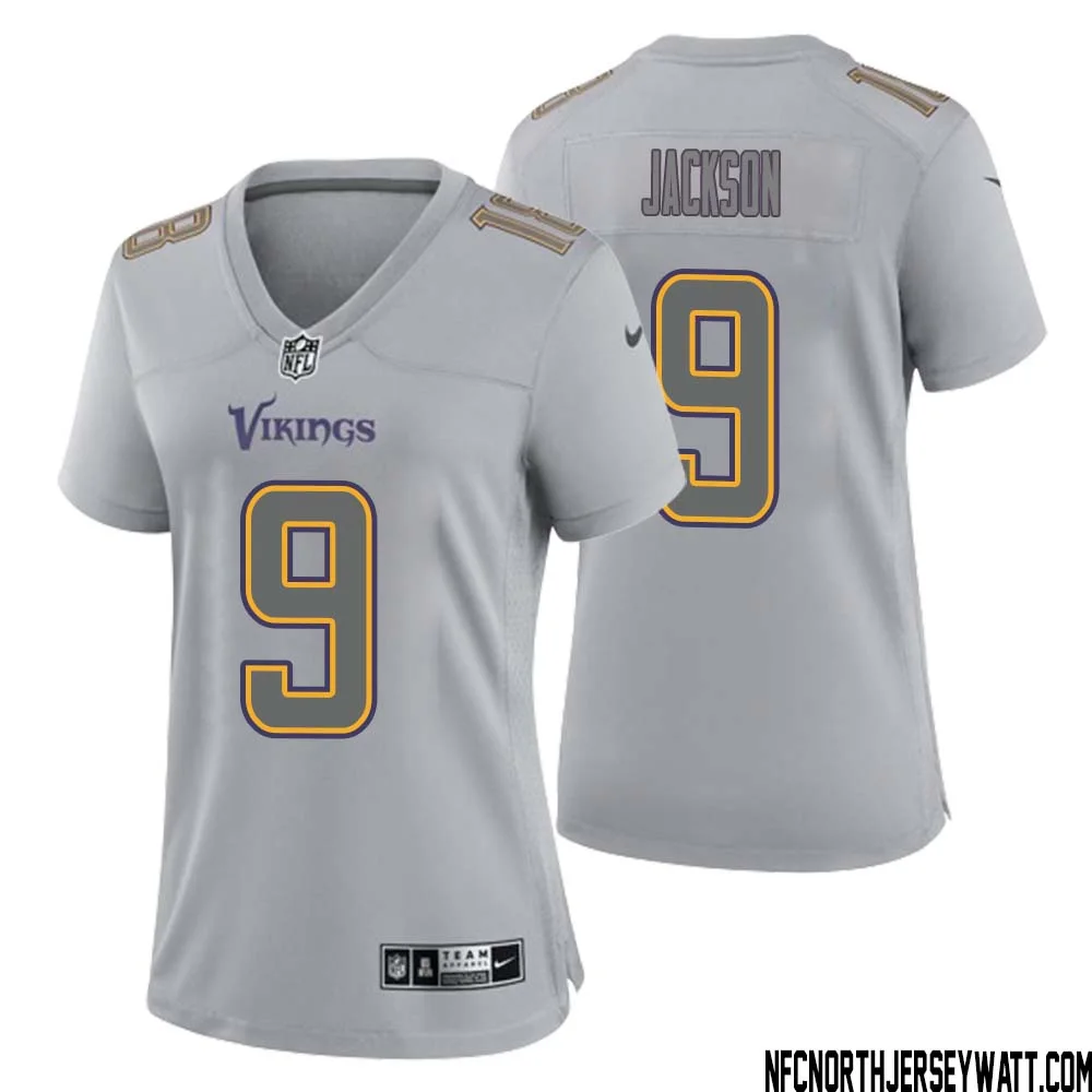 Trishton Jackson No 9 Women Gray Minnesota Vikings Atmosphere Fashion Game Jersey 1