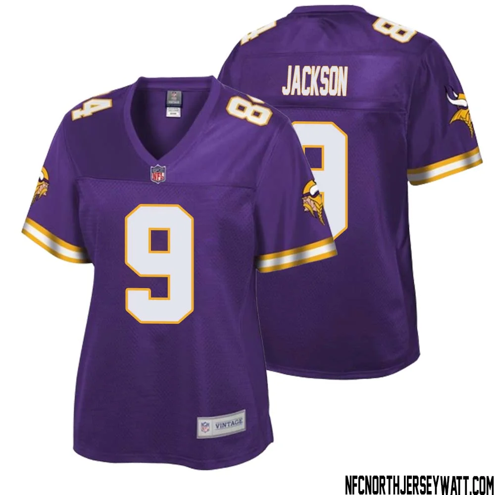 Trishton Jackson No 9 Women NFL Pro Line Purple Minnesota Vikings Retired Player Replica Jersey