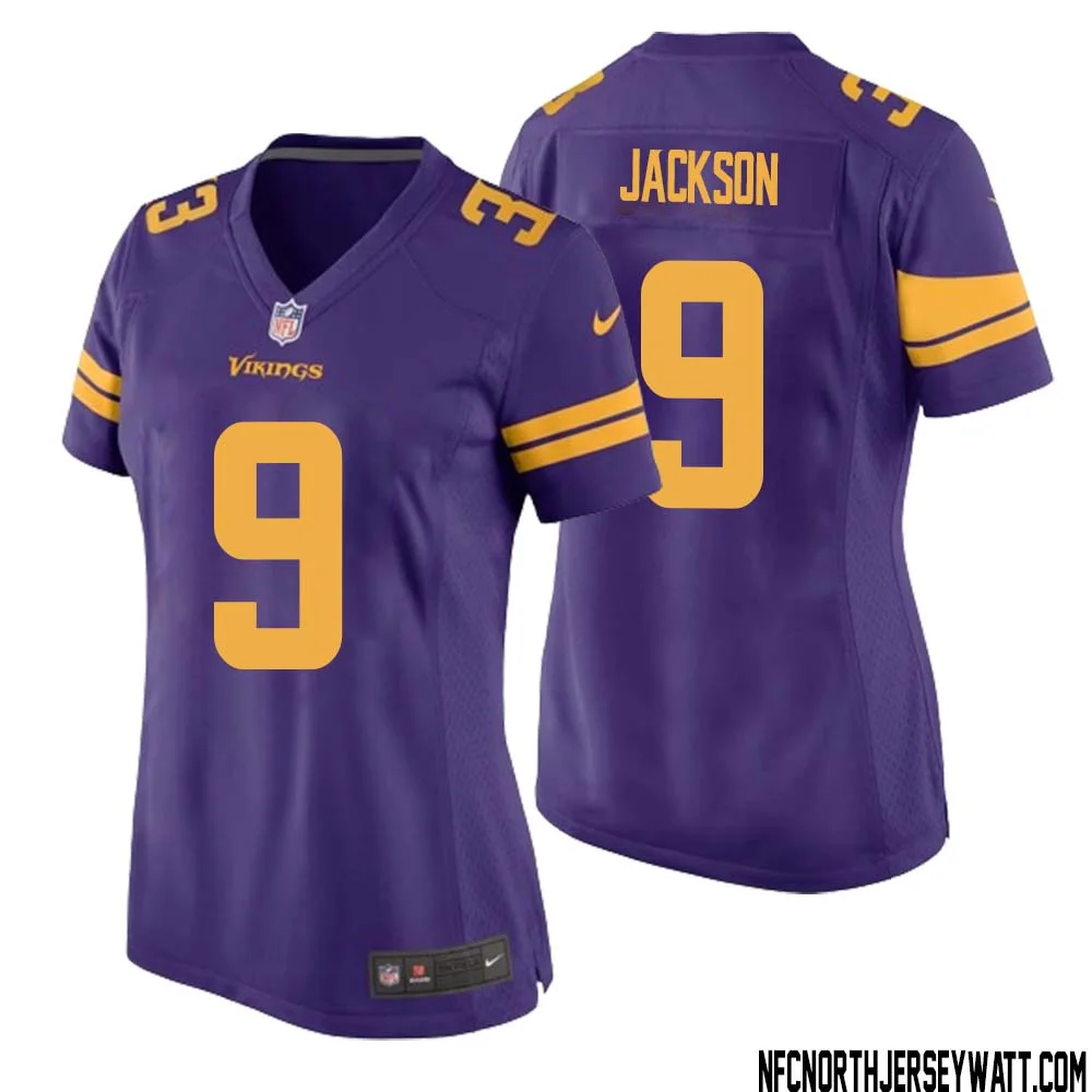 Trishton Jackson No 9 Women Purple Minnesota Vikings Alternate Game Jersey 1