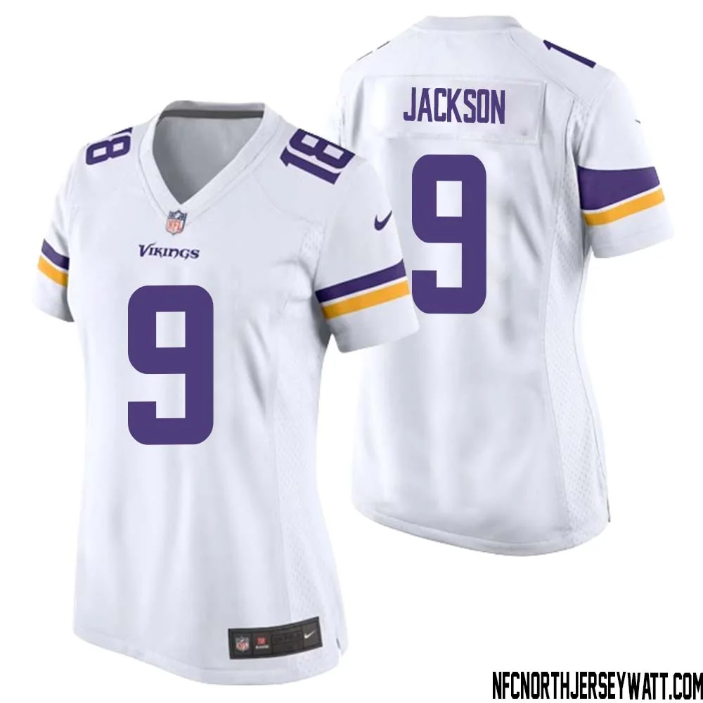 Trishton Jackson No 9 Women White Minnesota Vikings Game Player Away Jersey 1