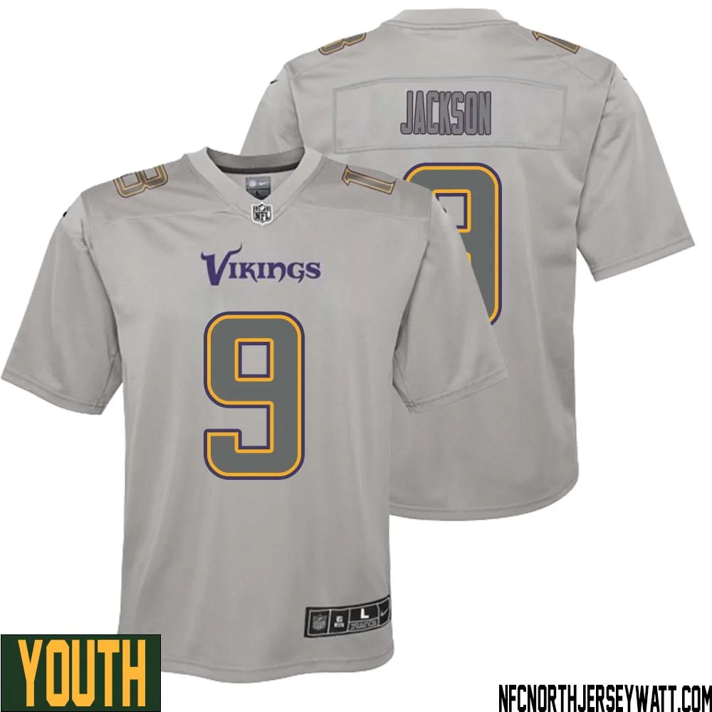 Trishton Jackson No 9 Youth Gray Minnesota Vikings Atmosphere Fashion Game Jersey 1