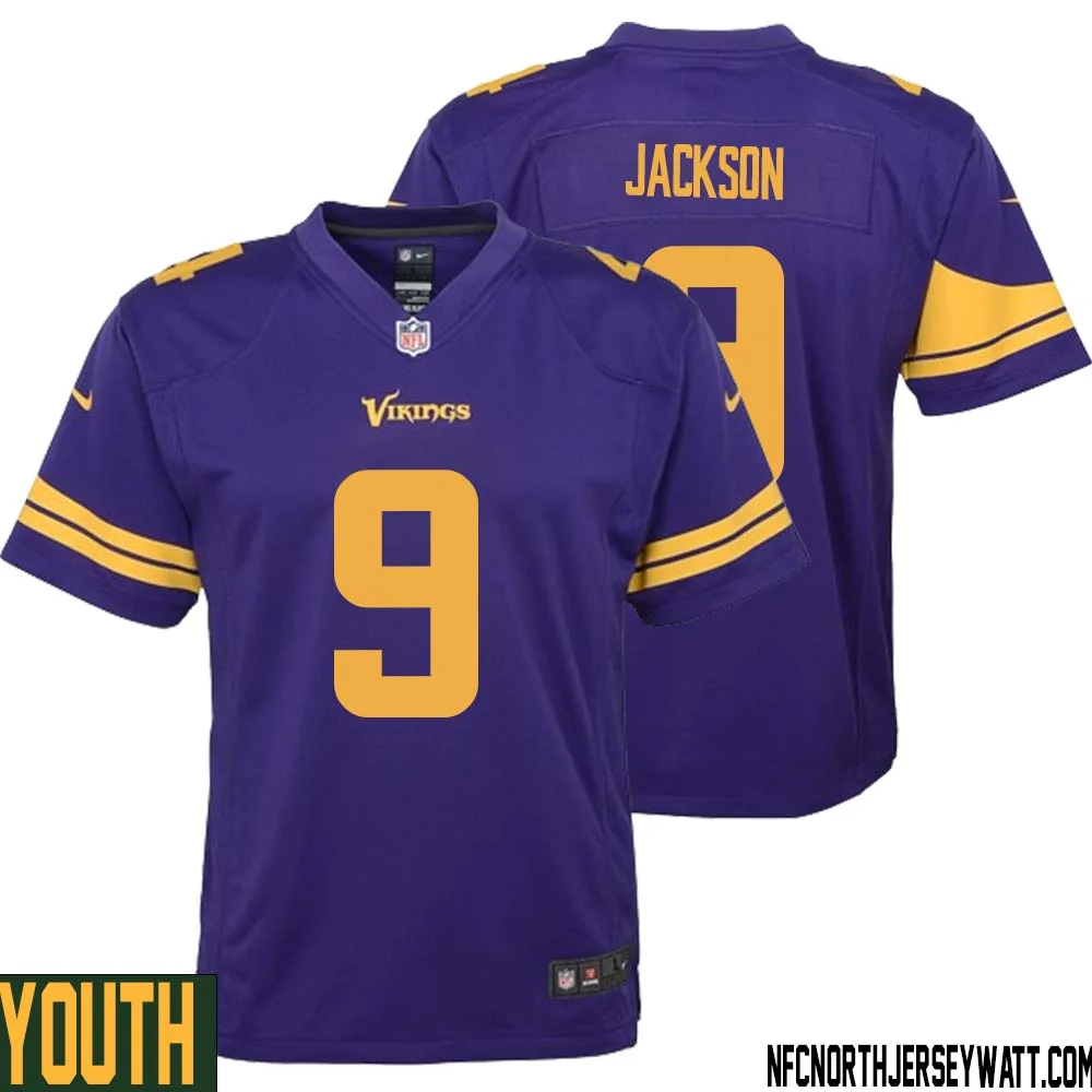 Trishton Jackson No 9 Youth Purple Minnesota Vikings Alternate Game Jersey 1