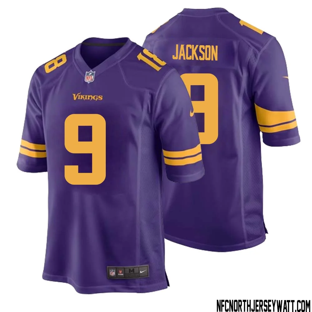 Trishton Jackson No 9 Youth White Minnesota Vikings Game Player Away Jersey 1 1