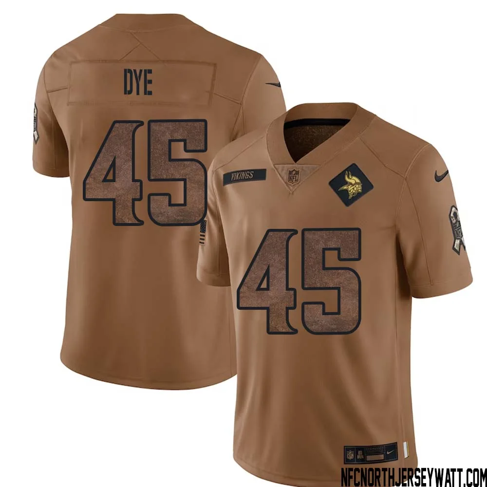 Troy Dye No 45 Men Brown Minnesota Vikings 2023 Salute To Service Limited Jersey 1