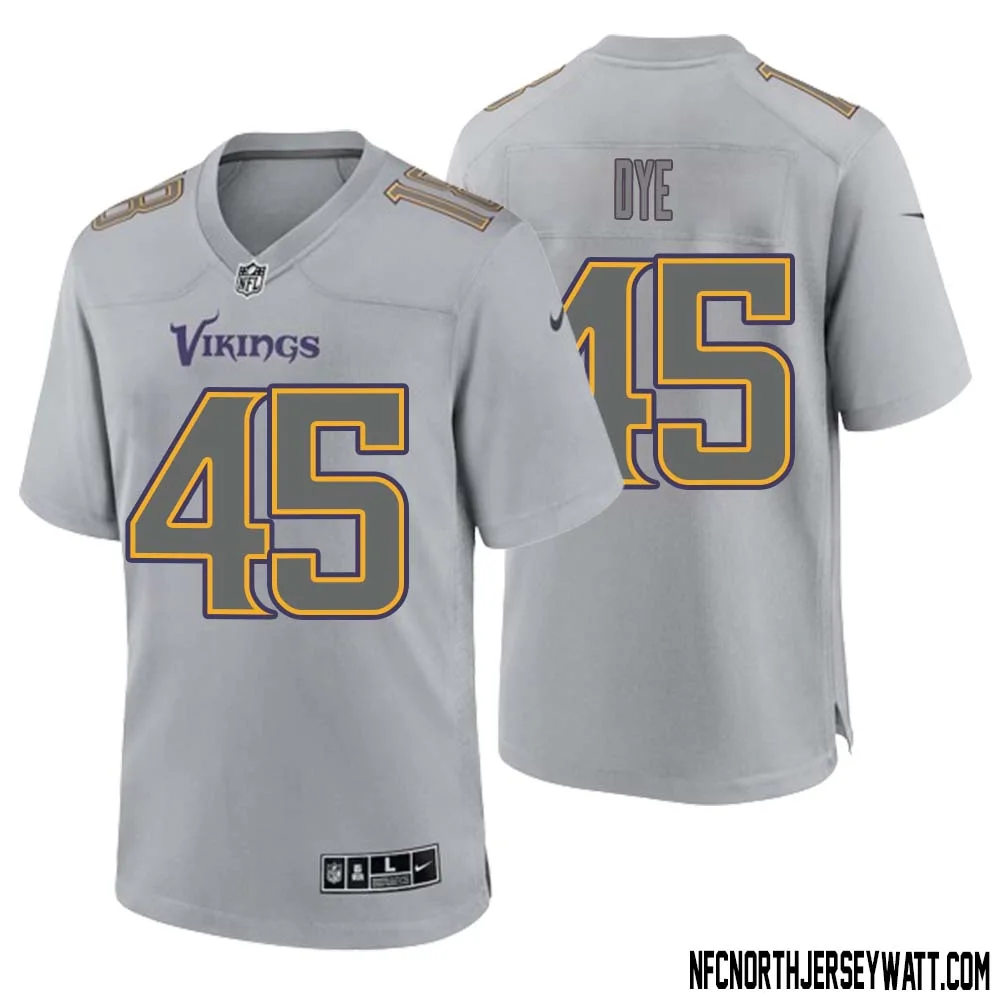 Troy Dye No 45 Men Gray Minnesota Vikings Atmosphere Fashion Game Jersey