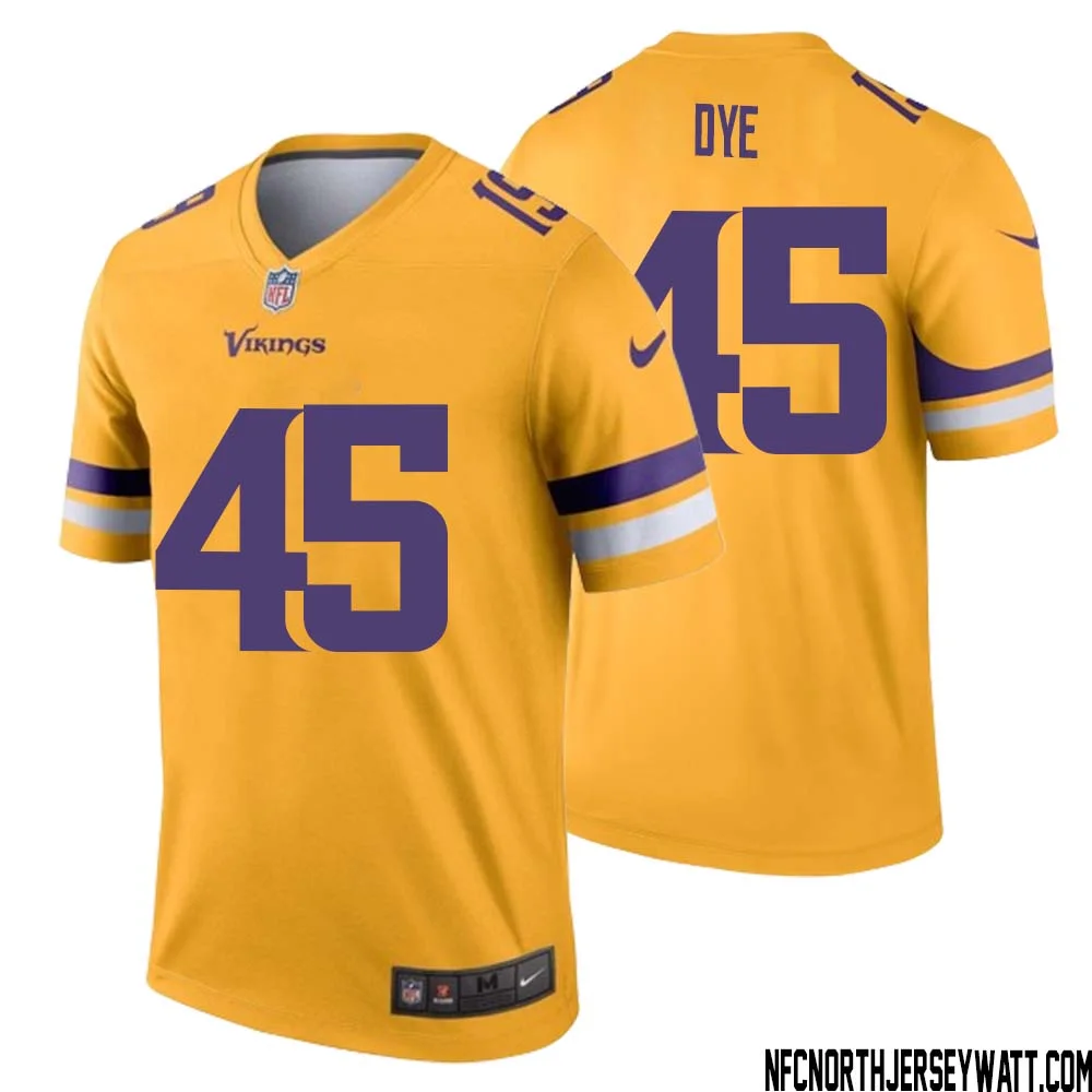 Troy Dye No 45 Men Minnesota Vikings Gold Inverted Legend Jersey